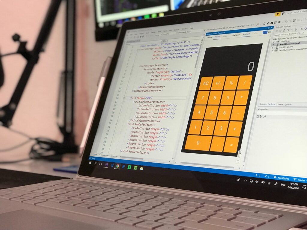 Calculator app on a laptop