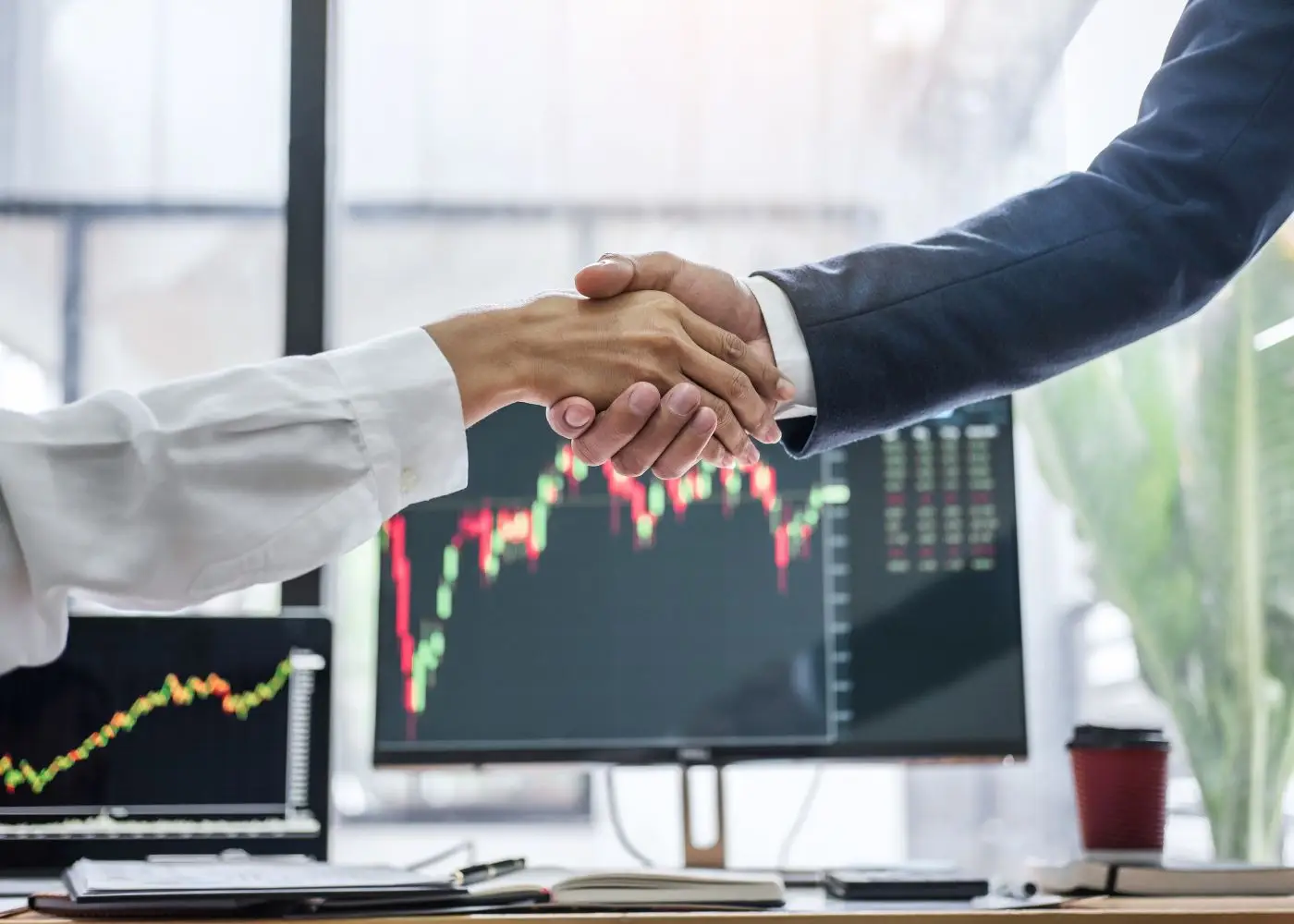 Business buyer and seller finalize purchase agreement